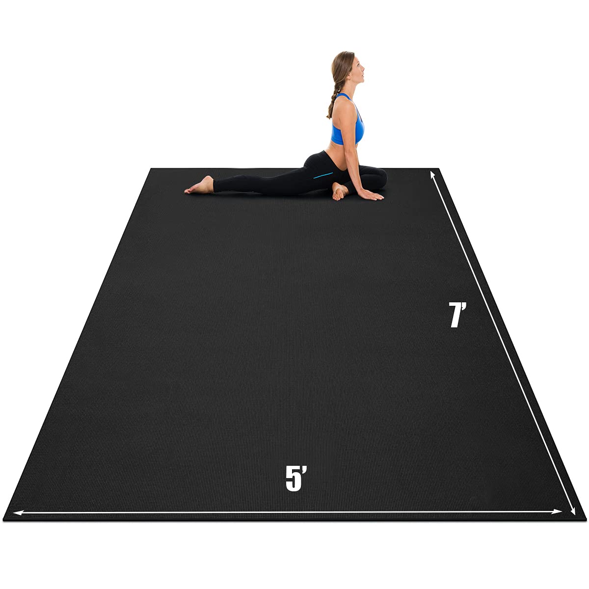 Goplus Extra Thick Non-Slip Yoga Mat 7'x5'x8mm & 6'x4'x8mm - Eco-Friendly Workout Mat with Carrying Straps for Home Gym, Cardio, Plyometrics, MMA, Jump Rope & Stretching - Perfect for Yoga, Pilates, HIIT & Home Fitness Routines