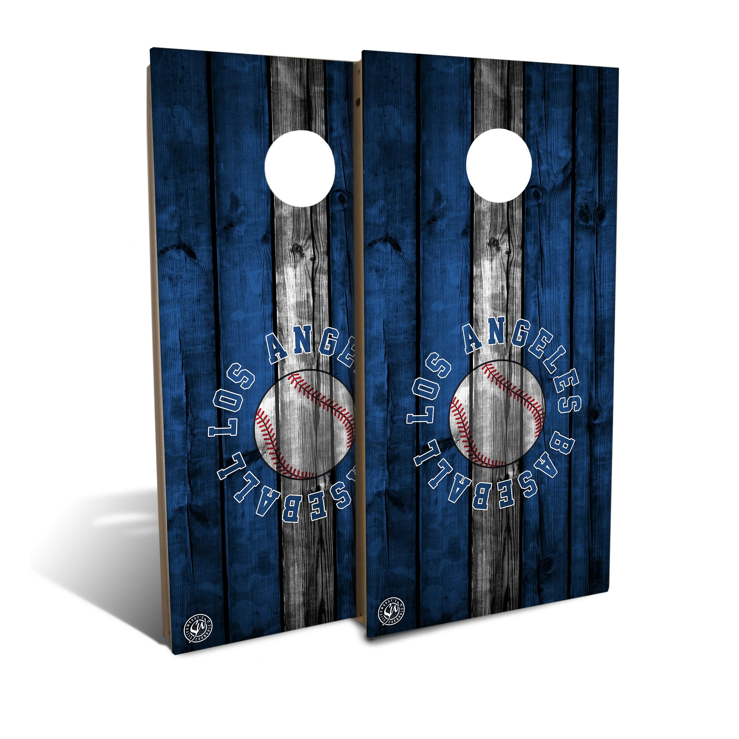Los Angeles Dodgers Themed Cornhole Game Set - Blue & White Baseball Design with 8 Bean Bags - Perfect for Backyard BBQs, Tailgating Parties & Outdoor Games