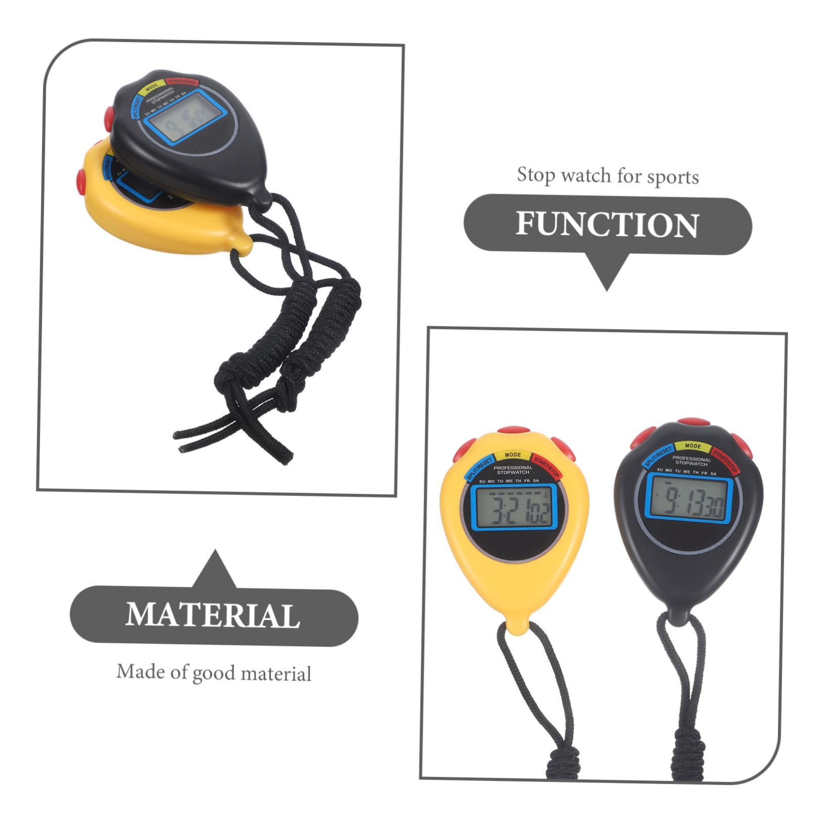 BELLIFFY Digital Sports Stopwatch - 2 Pack Multi-Function Running Timer with Chronograph for Fitness Training, Track & Field, Swimming | Portable Electronic Stopwatch for Coaches, Athletes & Gym Workouts