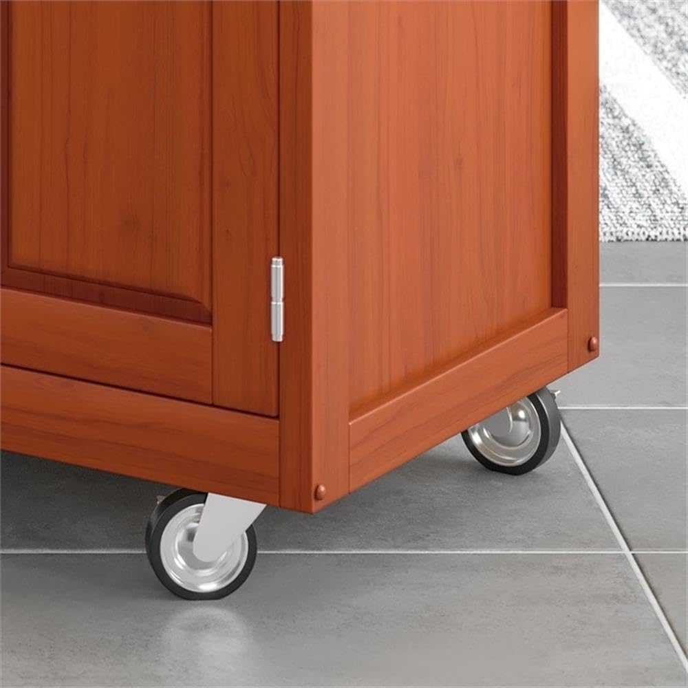 Hawthorne Collections 49-Inch 2-Drawer 3-Shelf Oak Wood Kitchen Island Cart with Wheels - Perfect for Small Kitchens, Dining Rooms & Home Organization Storage