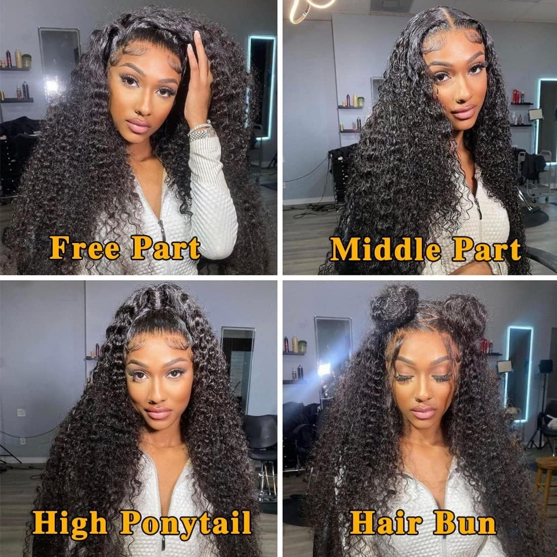 IDHERE 13x6 Lace Front Wigs Human Hair 210% Density Curly HD Transparent Lace Wig for Women | Pre-Plucked with Baby Hair | 32 Inch Jerry Curly Human Hair Wig for Daily Wear, Parties & Special Occasions