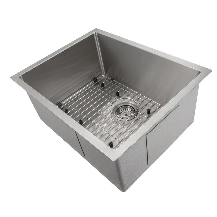 ZLINE 23-Inch Meribel Undermount Single Bowl Stainless Steel Kitchen Sink with Bottom Grid & Multiple Color Options (SRS 23) - Perfect for Modern Kitchens, Remodeling, and Chef-Inspired Cooking Spaces
