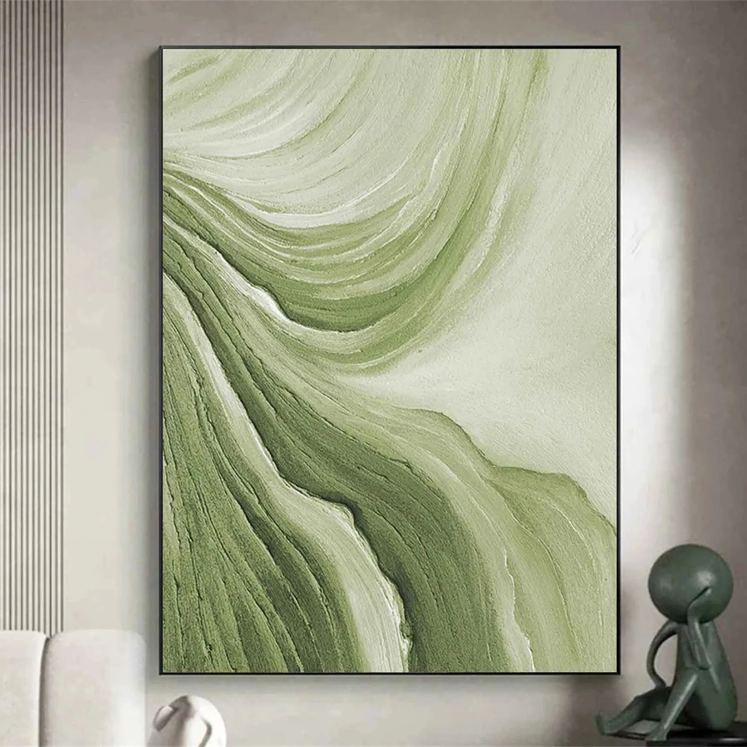 Blue & Green Abstract Wall Art Canvas Print #BG022 - Modern Home Decor for Living Room, Bedroom & Office