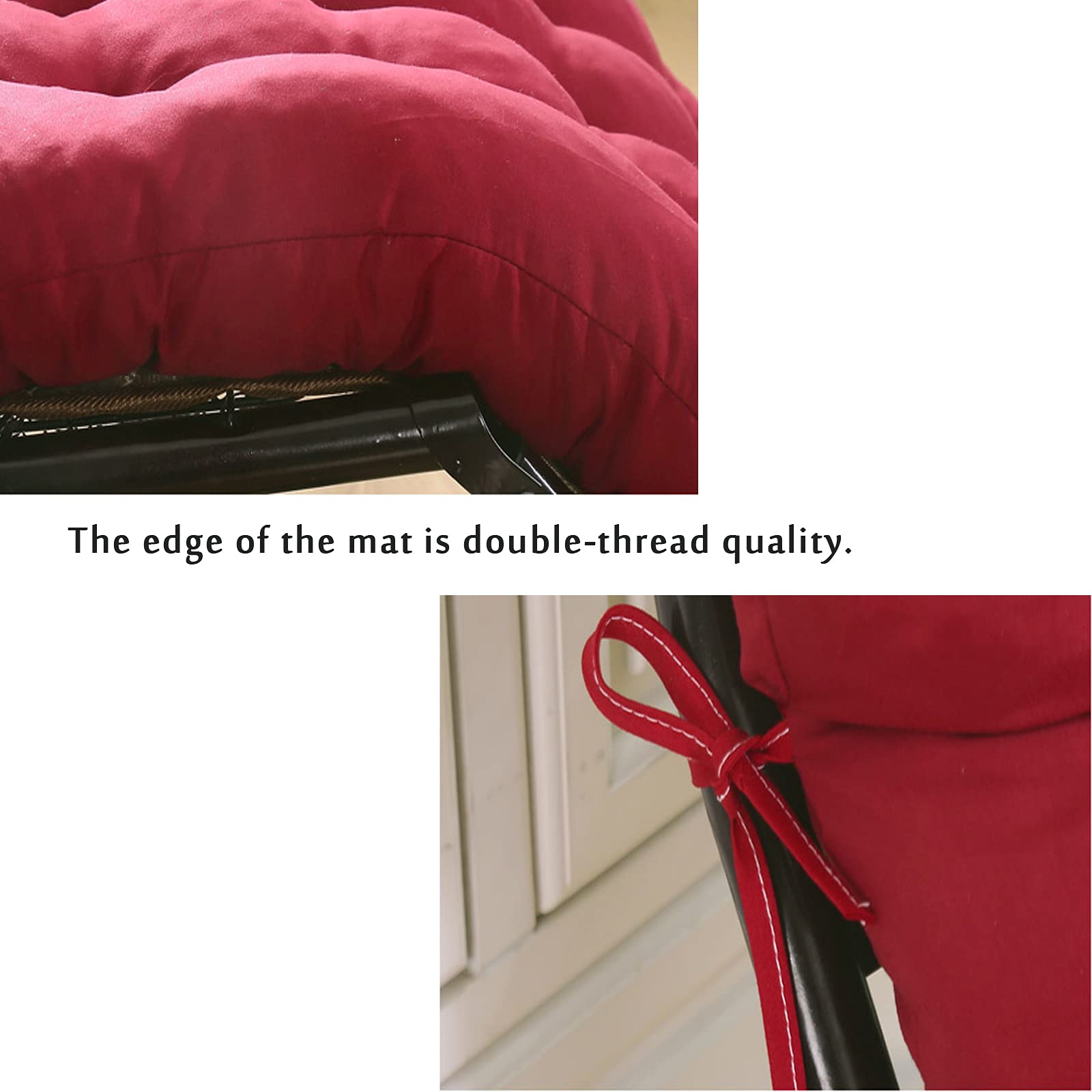 Outdoor Patio Garden Chair Seat Cushion - Non-Slip Washable Chaise Lounge & Swing Bench Pad with Ties (43.3x15.75 Inches, Red) - Perfect for Backyard, Poolside, Deck & Indoor Furniture