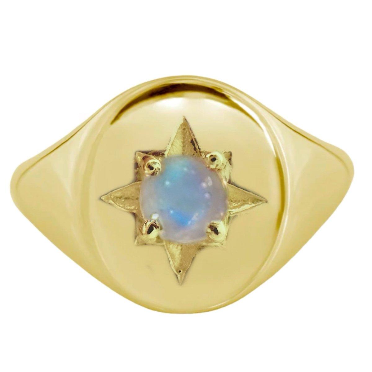 Laihas Hope & Guiding Light Gold Moonstone Signet Ring for Women - Elegant Spiritual Jewelry for Meditation, Yoga & Positive Energy