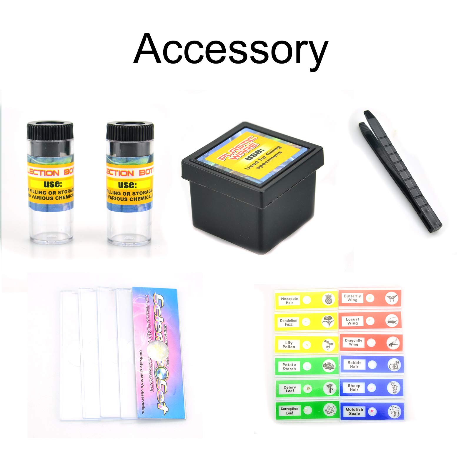 STEM Science Kits for Kids - Beginner Microscope with LED Light 100X 400X 1200X Magnification - Includes 5 Prepared Slides & Blank Slides - Perfect for Classroom Science Projects & Home Learning Activities