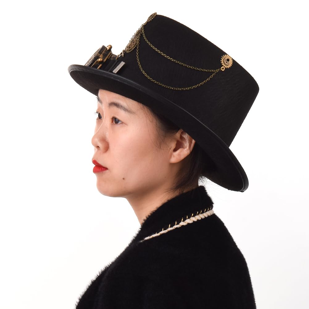 Steampunk Top Hat with Goggles for Women & Men - Victorian Gothic Halloween Costume Accessory - Perfect for Cosplay, Halloween Parties, and Themed Events