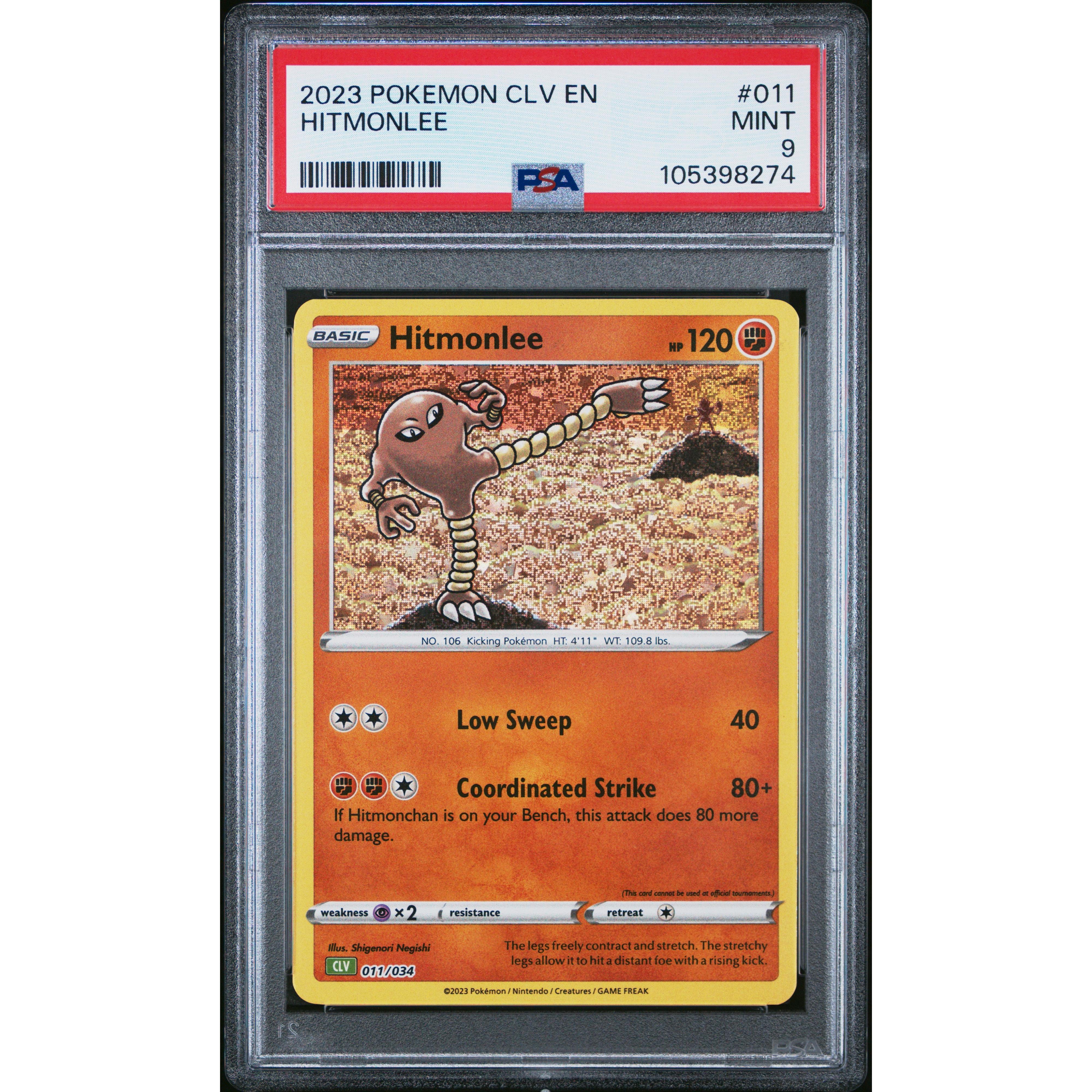 2023 Pokemon Classic Collection Hitmonlee 011/034 PSA 9 Graded Card - Rare Trading Card for Collectors & Battles