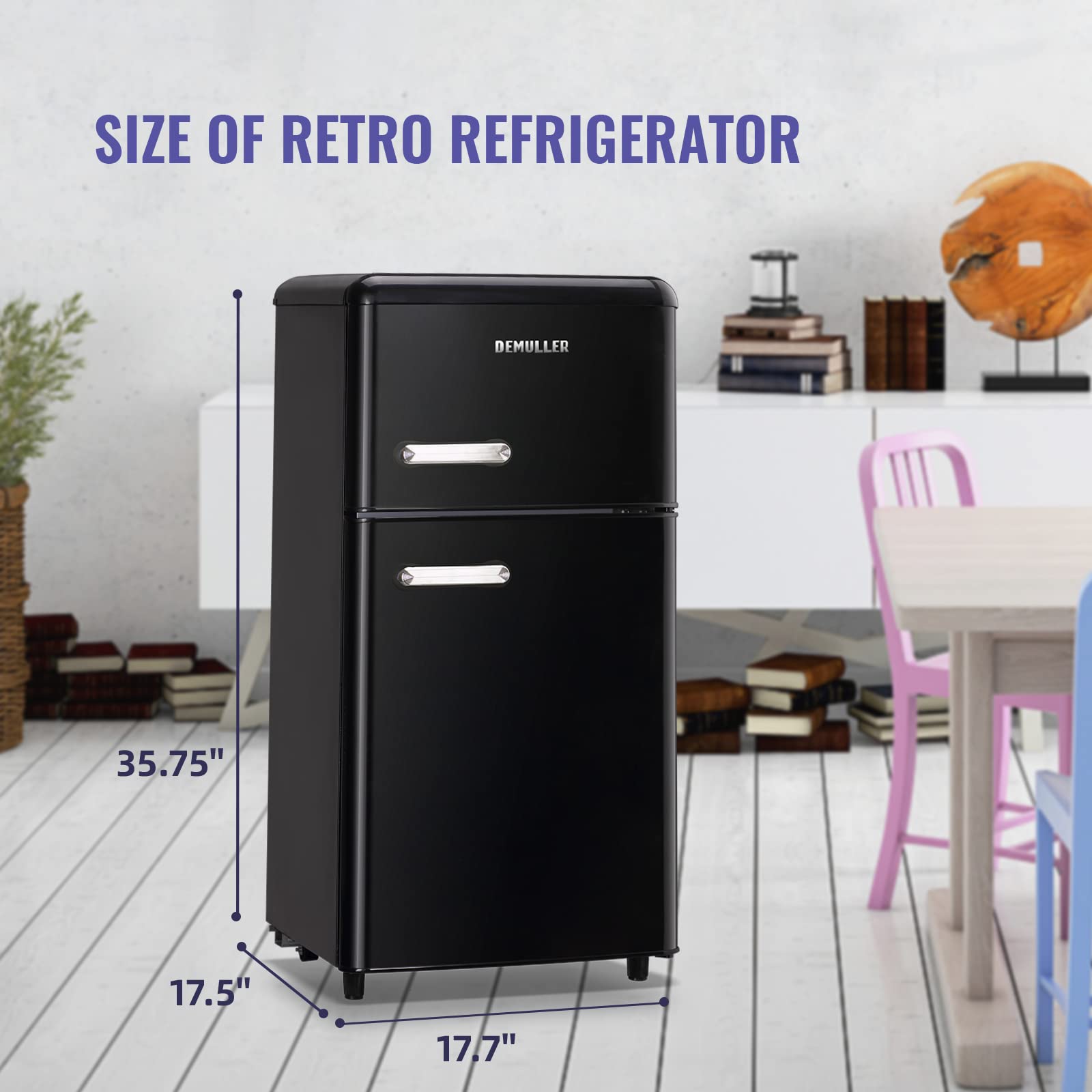 3.5 Cu.Ft Mini Refrigerator with Dual Door & Adjustable Temperature - Top Mount Freezer Compact Fridge for Home, Office, Dorm - Perfect for Small Spaces, Bedrooms & Apartments (Black)