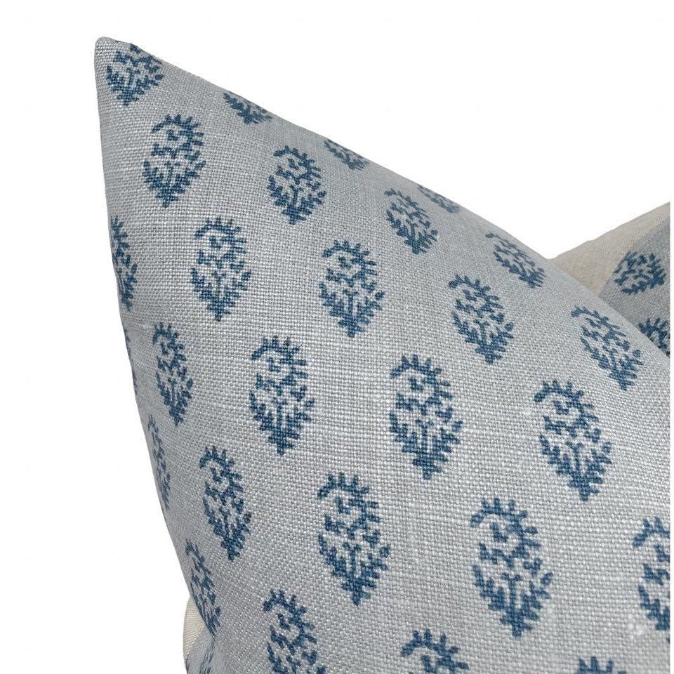 Peter Dunham Rajmata in Mist Indigo - Stylish Cotton Throw Pillow Cover for Living Room, Bedroom Decor - Boho Chic Home Accent for Sofa, Couch, Chair
