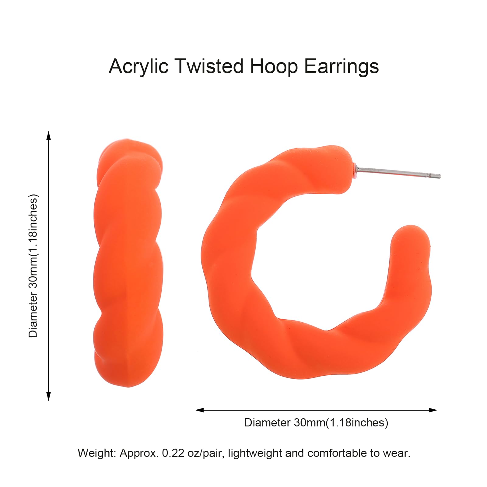 Twisted Rope Round Hoop Earrings for Women - Lightweight C-Shaped Candy Color Dangle Earrings | Perfect for Everyday Wear, Parties & Gifts