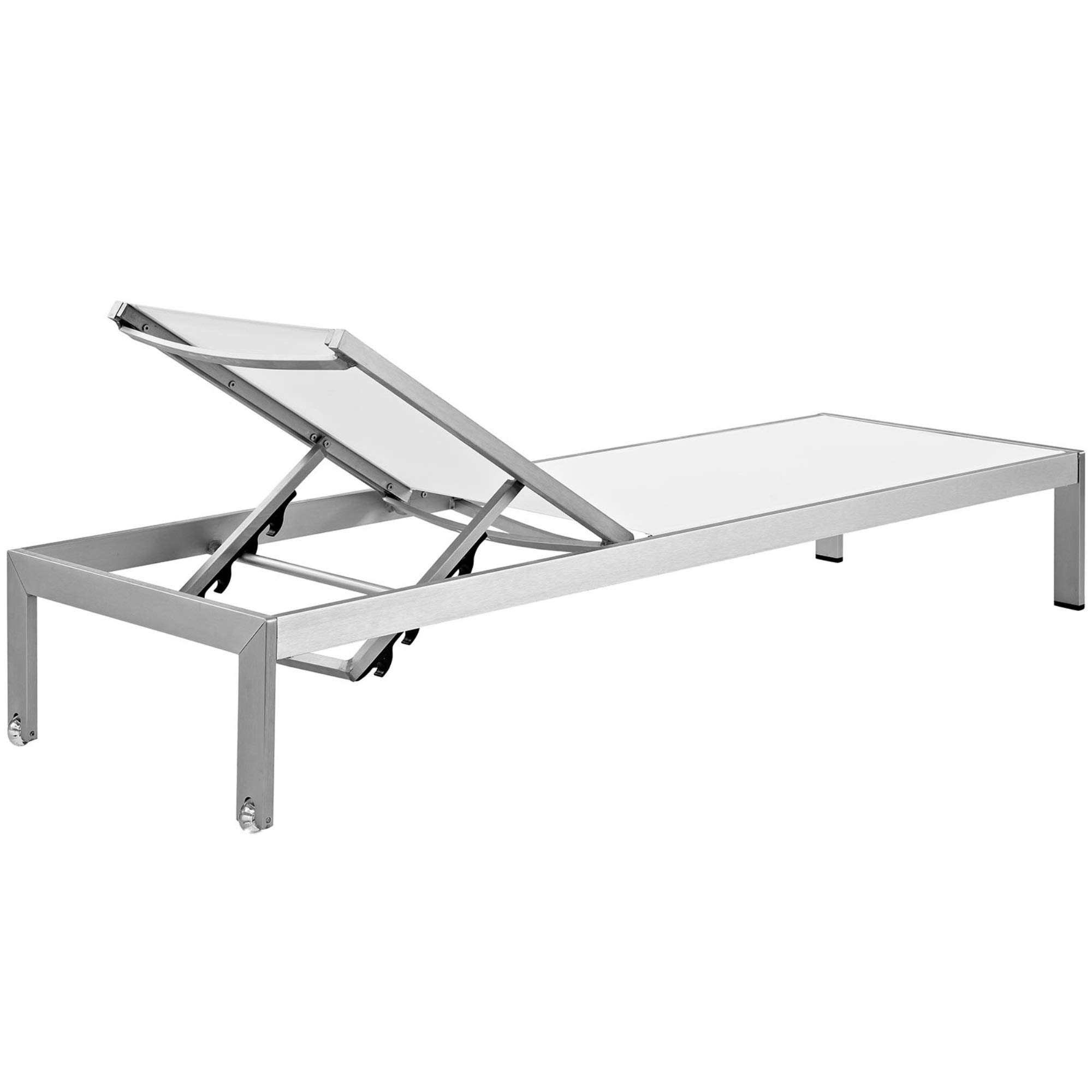Shore Outdoor Patio Chaise Lounge Set - 4-Piece Aluminum Frame Chaise Lounge Chairs with Clear Wheels & Non-Marking Foot Caps - Modern Patio Furniture for Poolside, Backyard, Garden Relaxation