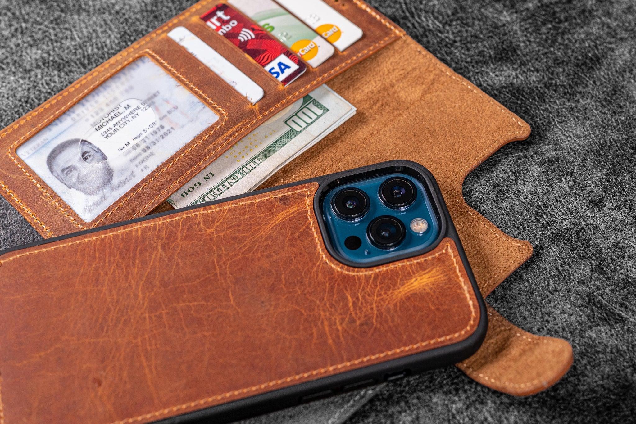 Premium Detachable Leather Wallet Case for iPhone 12 Mini - Slim Magnetic Card Holder & Phone Cover for Everyday Use, Travel & Business