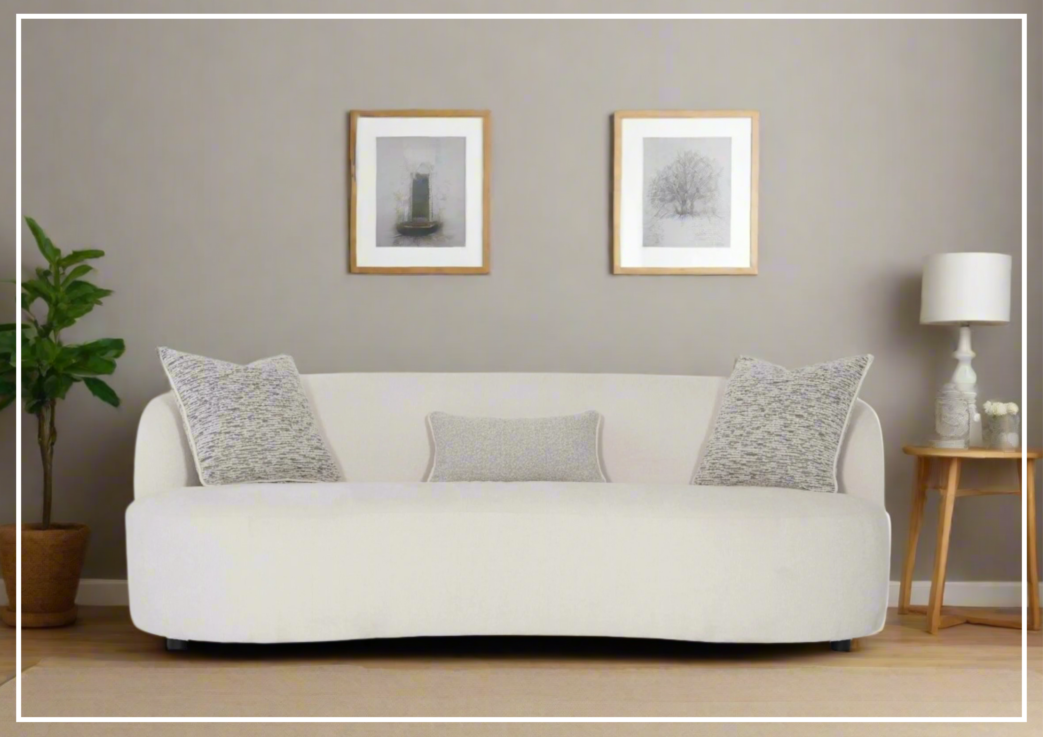 Bernhardt Elle 3-Seater Fabric Sofa in White - Modern Living Room Furniture for Small Spaces | Perfect for Apartments, Condos & Cozy Homes