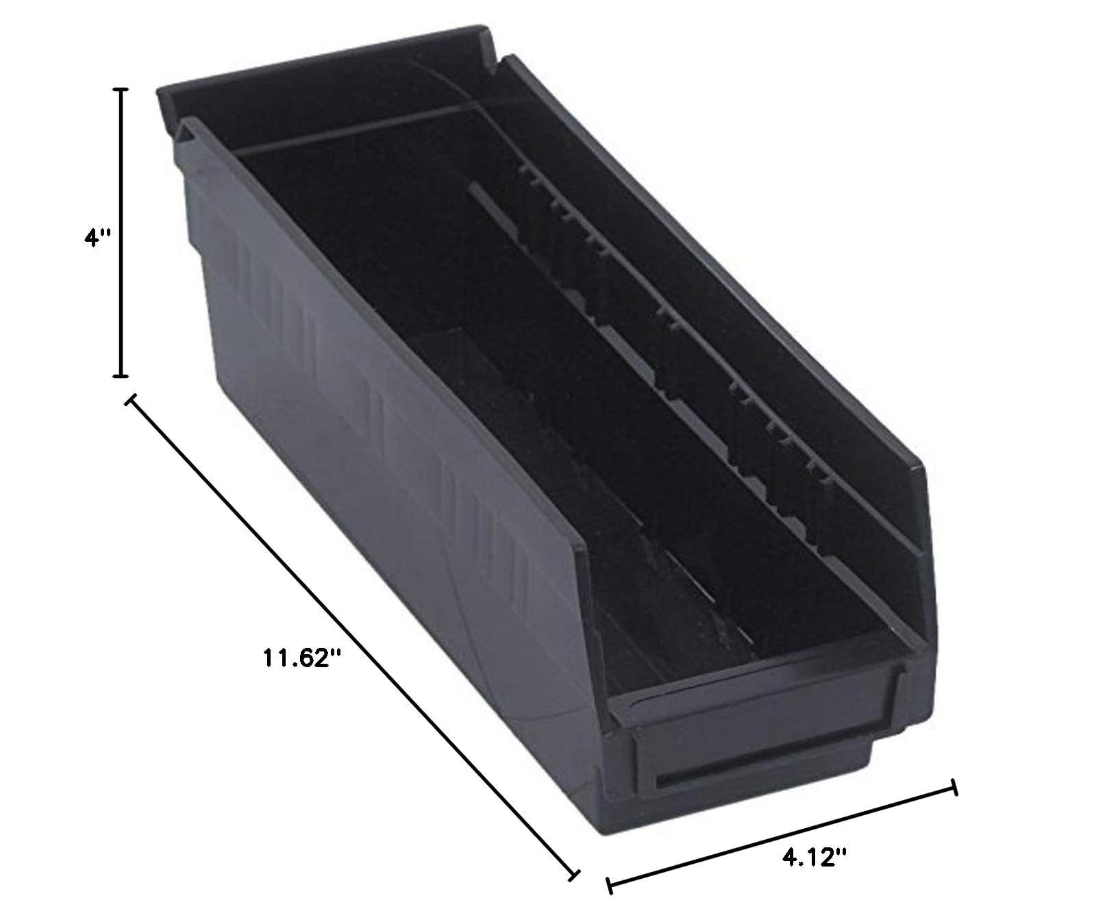 Quantum Storage Systems QSB101BK 36-Pack 4-Inch Hanging Plastic Shelf Bins - 11.625