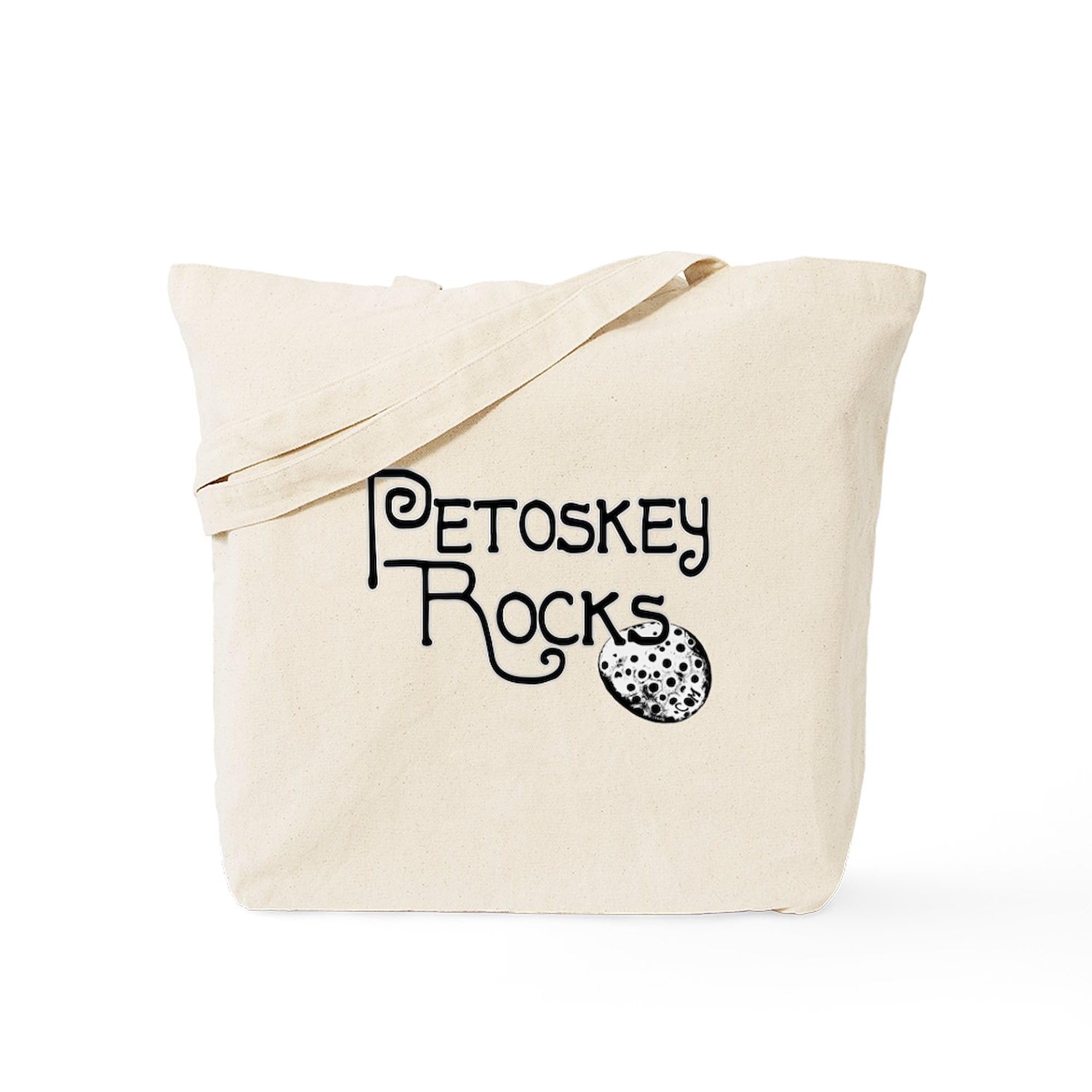 Petoskey Rocks! Natural Canvas Tote Bag - Eco-Friendly Reusable Shopping Bag with Michigan Stone Design | Perfect for Groceries, Beach Trips & Daily Errands