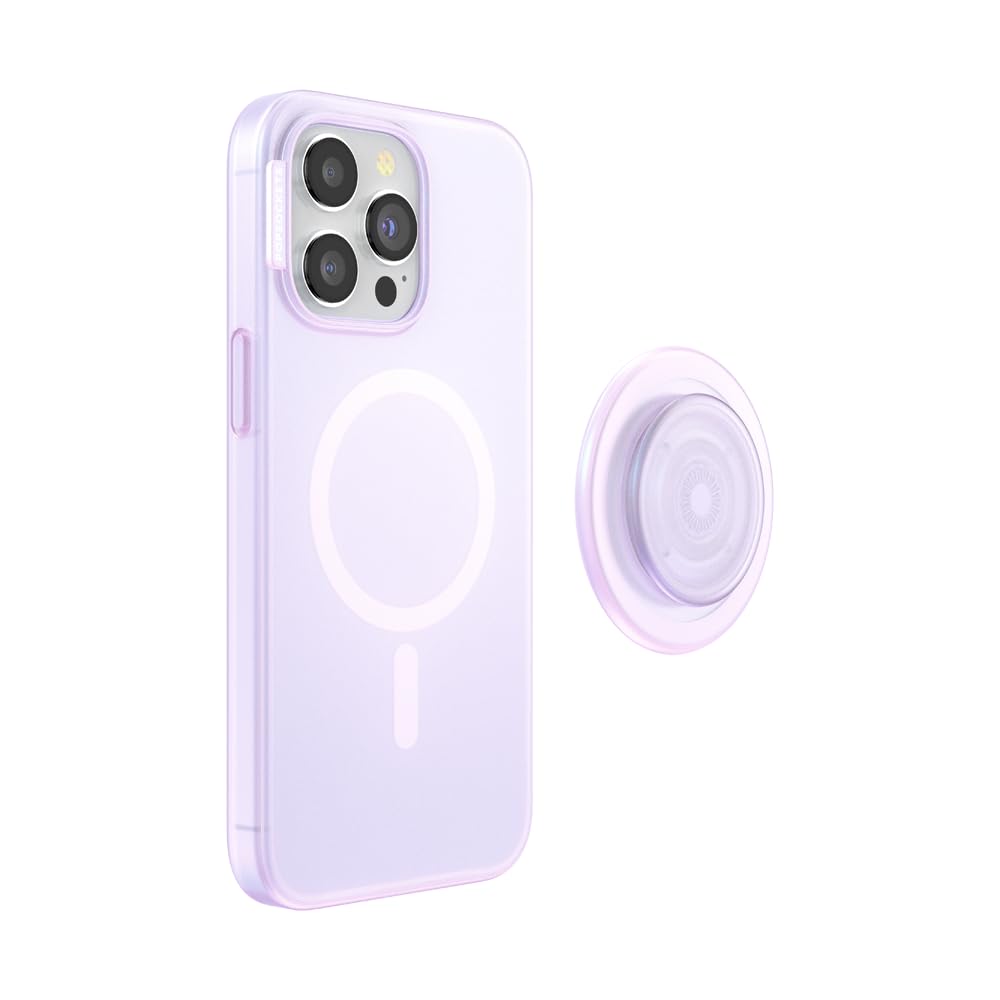 PopSockets iPhone 15 Pro Max Case with Round Phone Grip - MagSafe Compatible, Wireless Charging, Opalescent Clear Protective Cover for Everyday Use & Travel