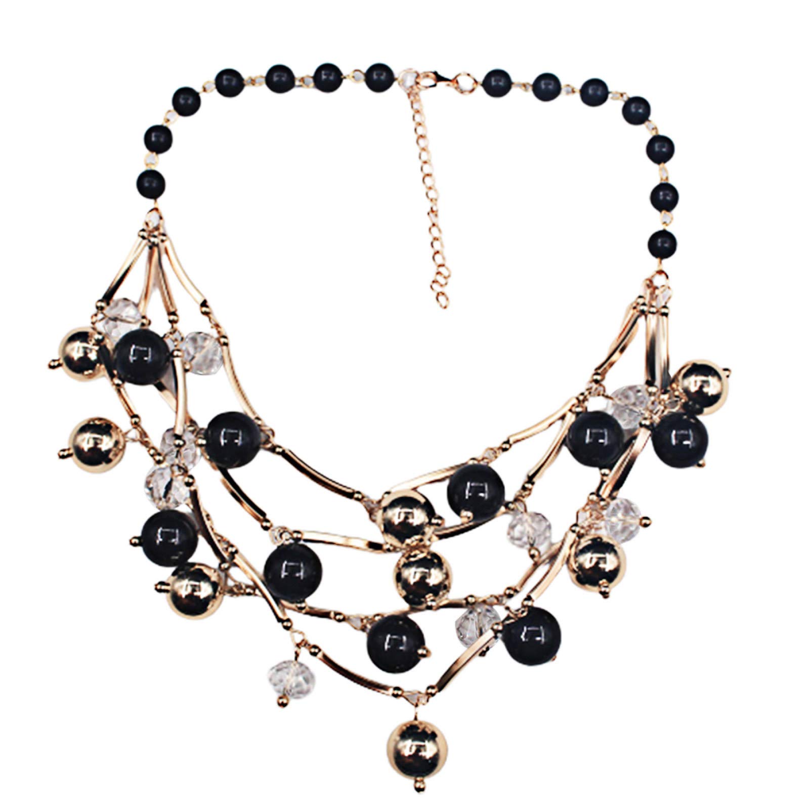 Fashion Women's Faux Pearl Multilayer Chain Bib Statement Necklace - Elegant Jewelry Gift for Women & Girls | Perfect for Parties, Weddings & Special Occasions