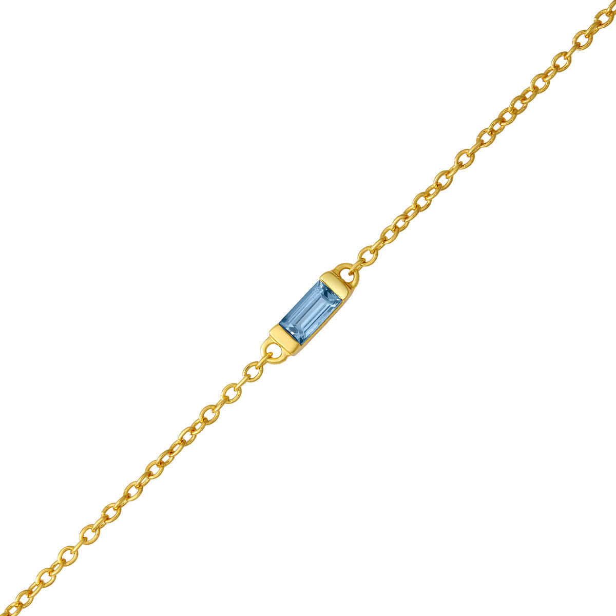 Lumen Baguette London Blue Topaz Bracelet in 14K Gold - Elegant Jewelry for Women, Perfect for Parties, Weddings & Special Occasions