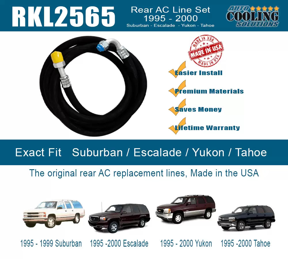 Rear AC Line Low Side for Chevy Suburban, GMC Yukon, Cadillac Escalade 1995-2000 | Replacement AC Refrigerant Hose | Perfect for Summer Cooling System Repairs