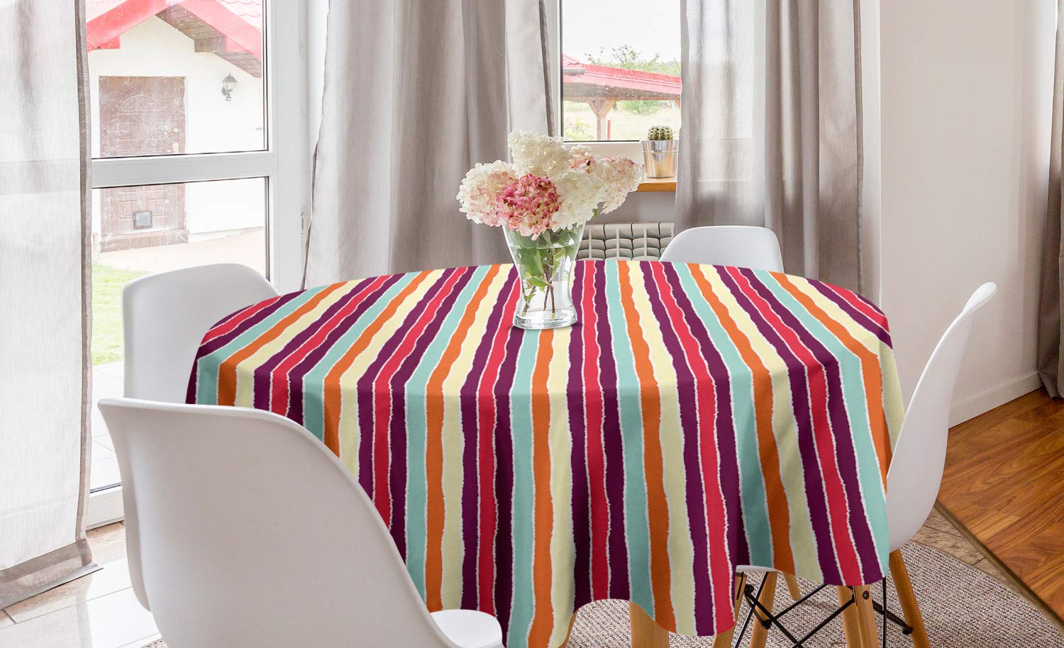 Ambesonne Colorful Round Tablecloth 60