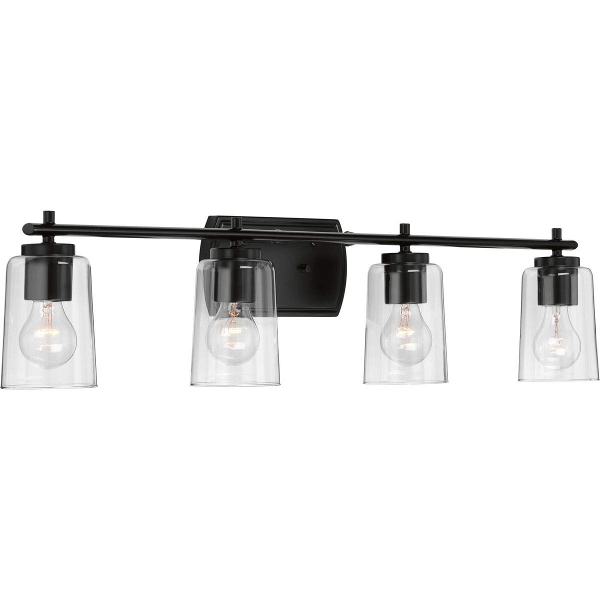 Progress Lighting Adley Collection 4-Light Black Traditional Bathroom Vanity Light - Perfect for Modern and Classic Bathroom Decor