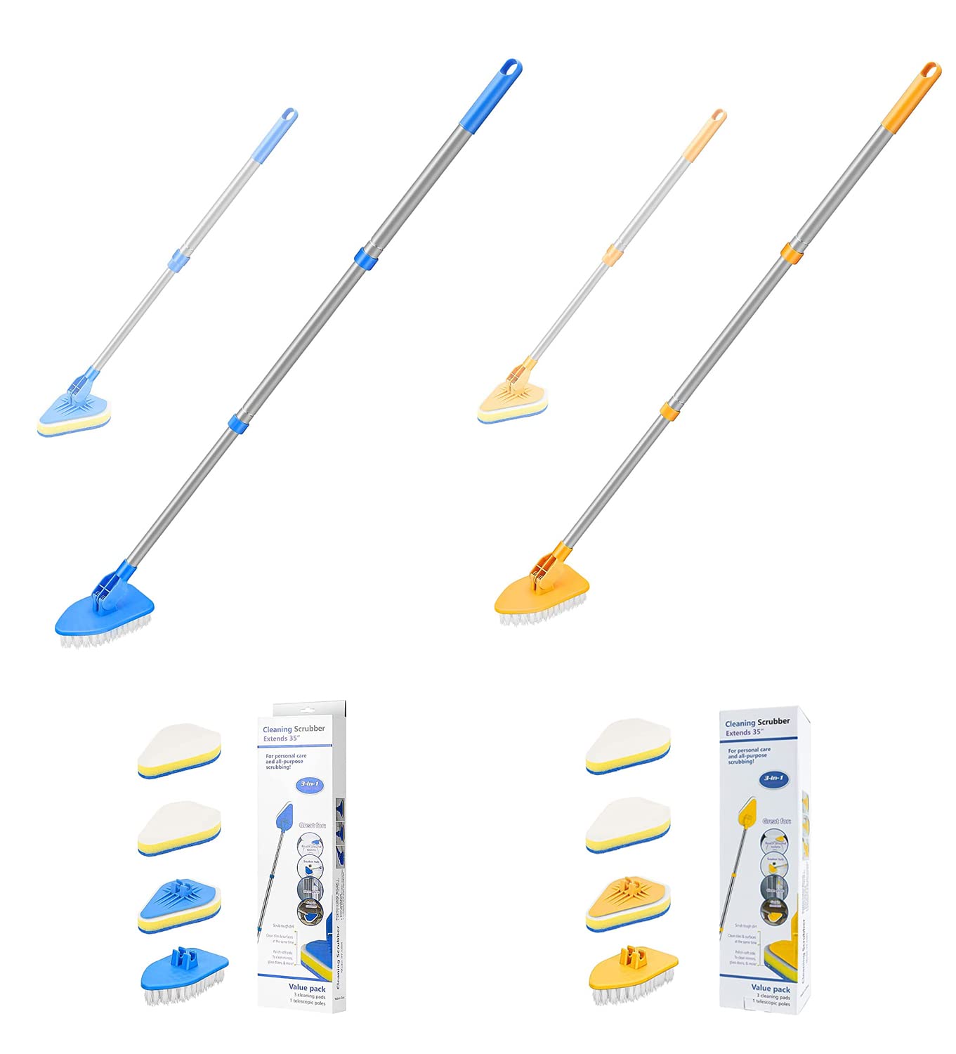 2 Pack Shower Scrubber with Extendable 35
