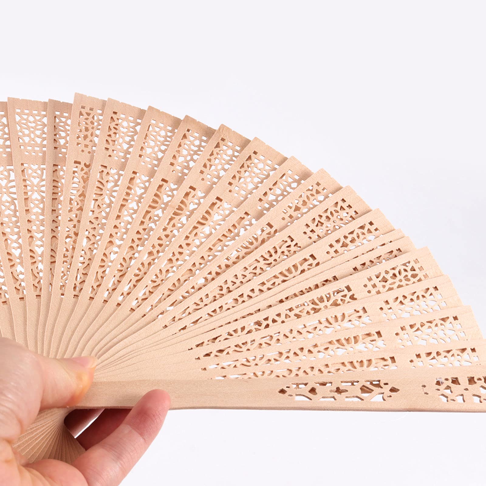 HOIGON 30 Pack 8 Inch Sandalwood Folding Hand Fans - Bulk Wooden Wedding Fans for Guests, Party Favors, Gifts, Dance Performances & Home Decor - Perfect for Weddings, Bridal Showers, Cultural Events & Summer Cooling