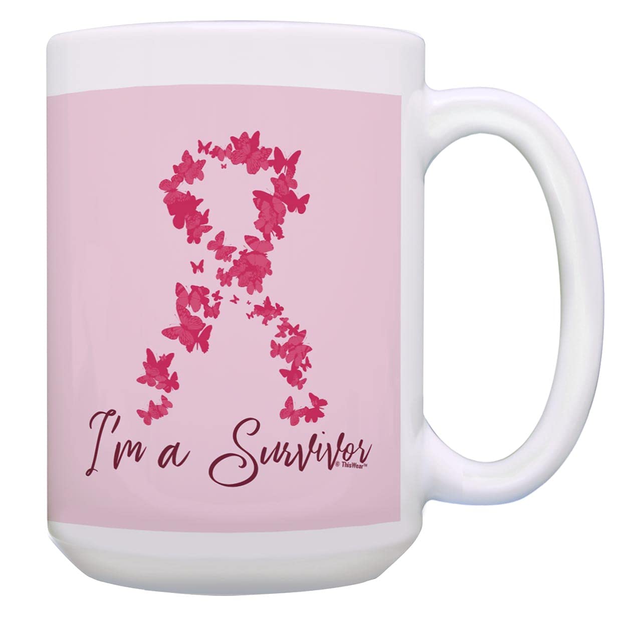 Breast Cancer Survivor Gifts for Women - Inspirational 'I'm A Survivor' 15oz Ceramic Coffee Mug with Handle & Pink Ribbon - Perfect for Survivor Celebrations, Chemo Support & Daily Motivation