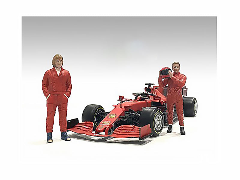 Vintage 70's Racing Legends Diecast Figures Set of 2 - 1/43 Scale Model Cars by American Diorama | Collectible Display for Car Enthusiasts & Home Decor