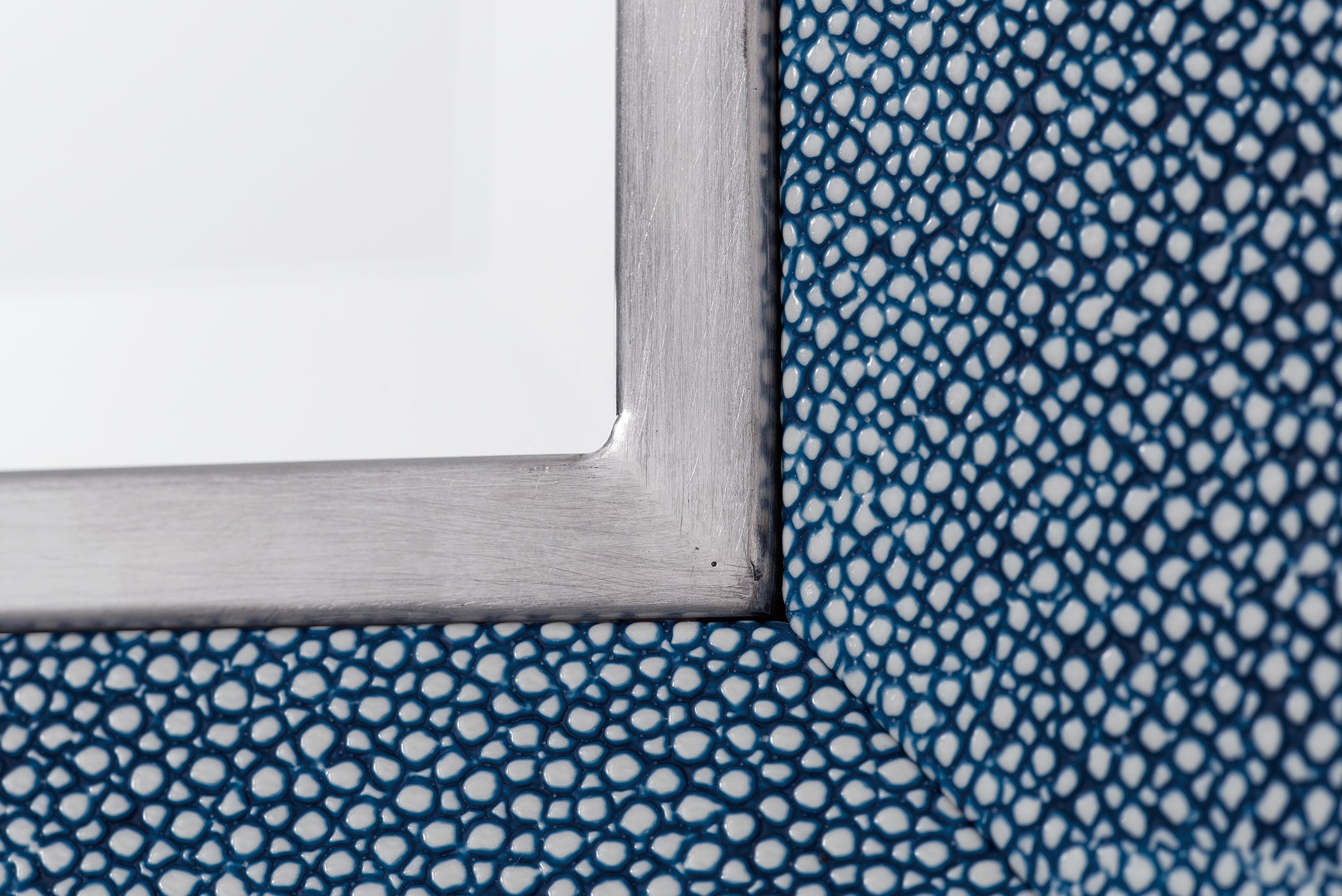 Element 28 Mirror - Silver Frame with Delft Blue Accents - Perfect for Living Room, Bedroom or Bathroom Wall Decor