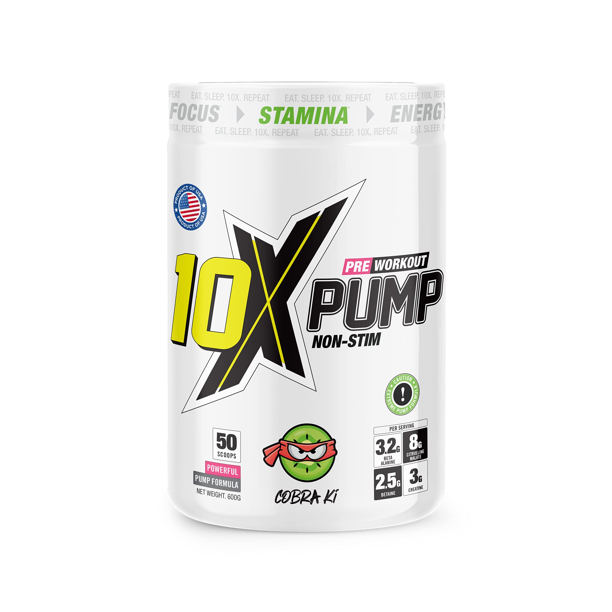 10X Athletic PUMP 600g Pre-Workout Supplement - Boost Energy, Endurance & Muscle Pumps for Gym, Bodybuilding & Fitness Training | Best for Men & Women Athletes