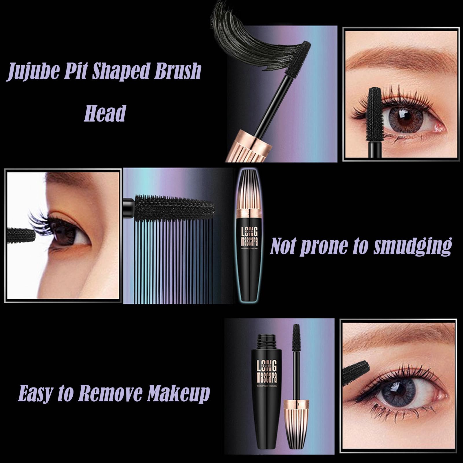 4D Silk Fiber Lash Mascara Waterproof - Volumizing & Lengthening Black Mascara for Plump, Enlarged Eyelashes | Long Lasting Liquid Lash Extensions | Perfect for Daily Wear, Special Occasions & Makeup Lovers
