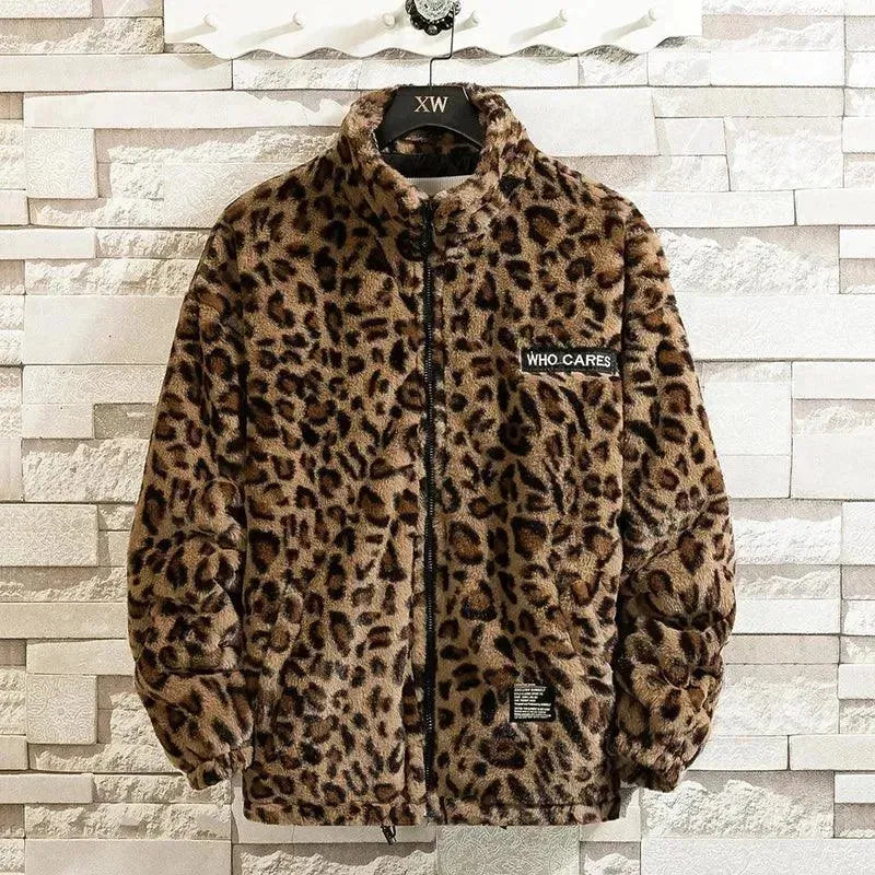 Men's Casual Turtle Print Fleece Jacket - Cozy Winter Outerwear for Outdoor Activities & Daily Wear