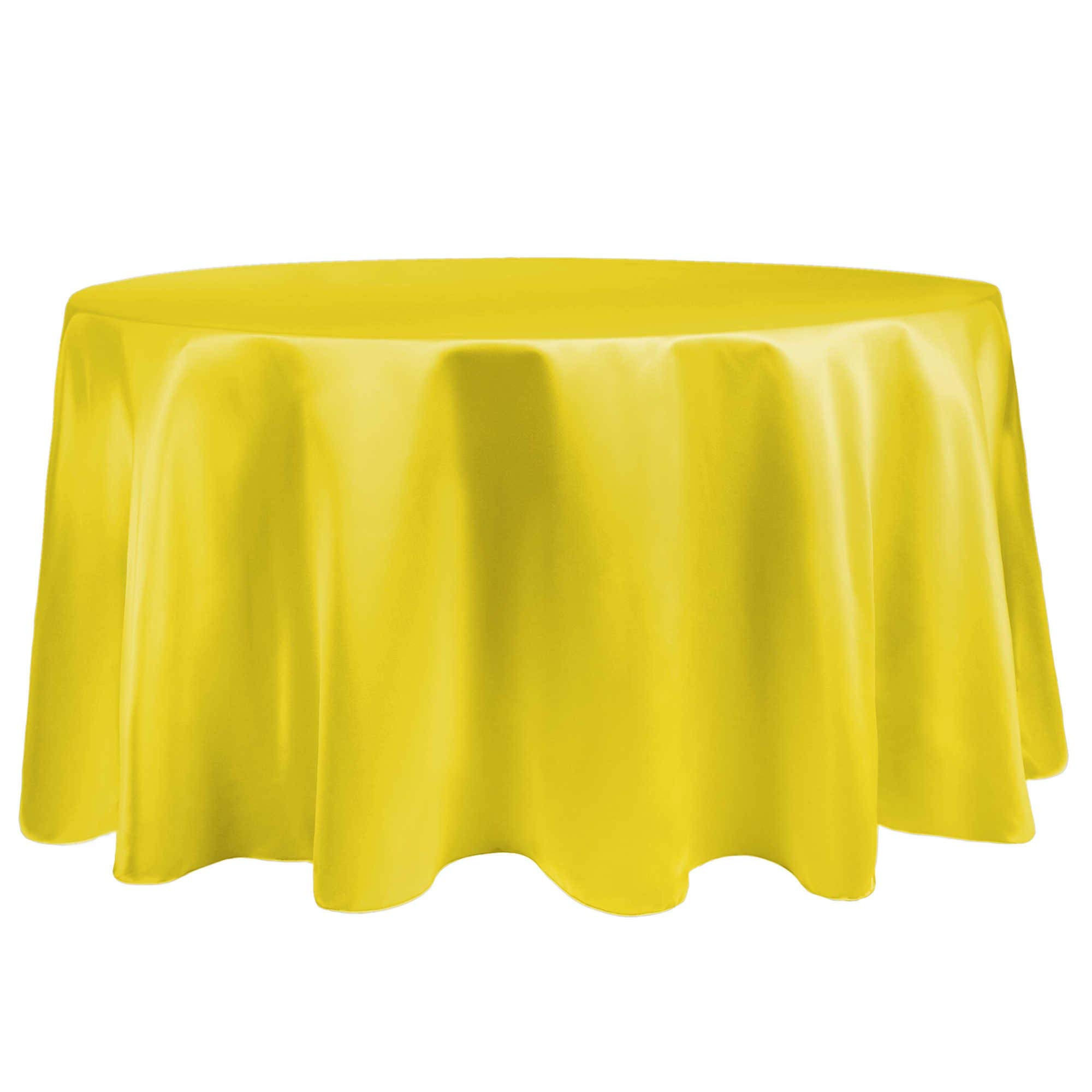 5-Pack Premium Bridal Satin 120-Inch Round Tablecloths - Duchess Quality Lemon Yellow for Weddings, Banquets & Formal Events