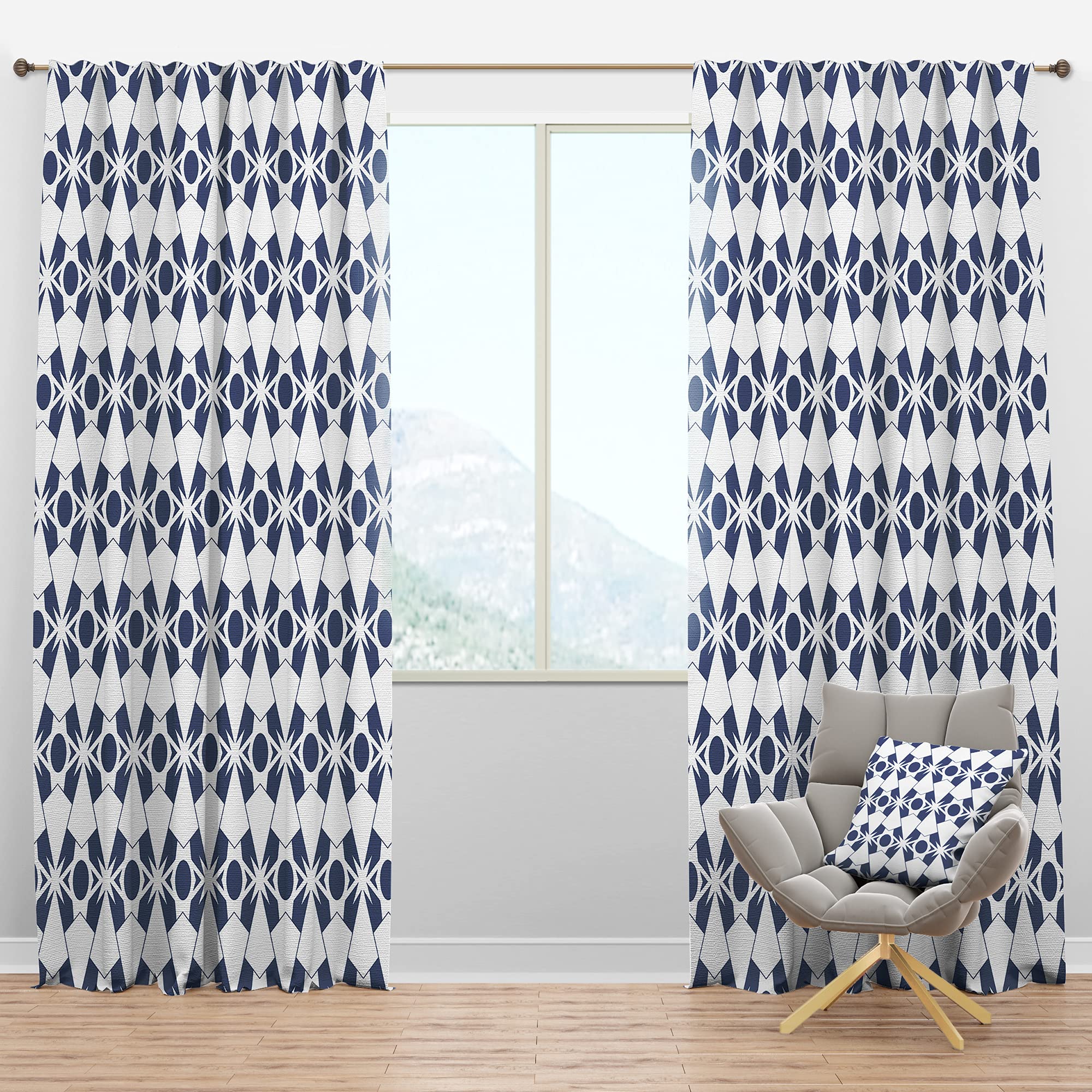 DesignQ Blackout Curtains - Mid-Century Modern Thermal Insulated Window Drapes for Bedroom & Living Room (52x63, Single Panel) - Perfect for Light Blocking, Privacy & Energy Efficiency