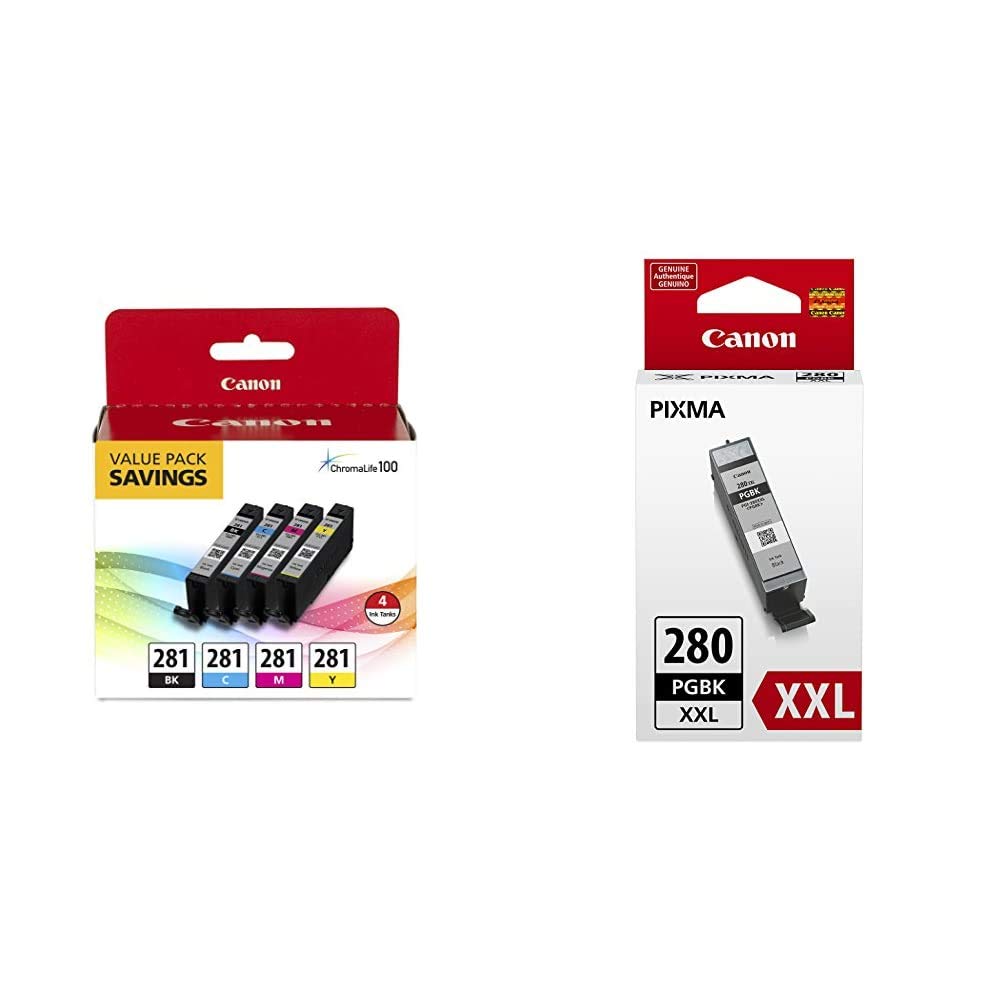 Canon CLI-281 XL & PGI-280 XXL Ink Value Pack - High Yield Pigment Black Ink Cartridges for Printers - Perfect for Home Office, School Projects & Small Business Printing
