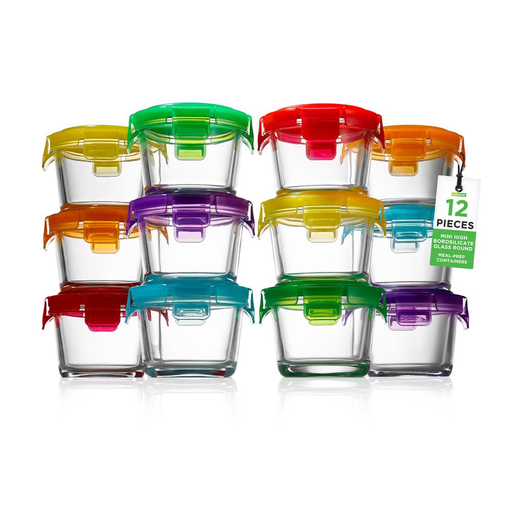 BPA-Free Glass Meal Prep Containers with Lids - Round Food Storage Containers for Meal Prepping, Leftovers & On-the-Go Lunches - Microwave, Oven & Freezer Safe - 10-Piece Set