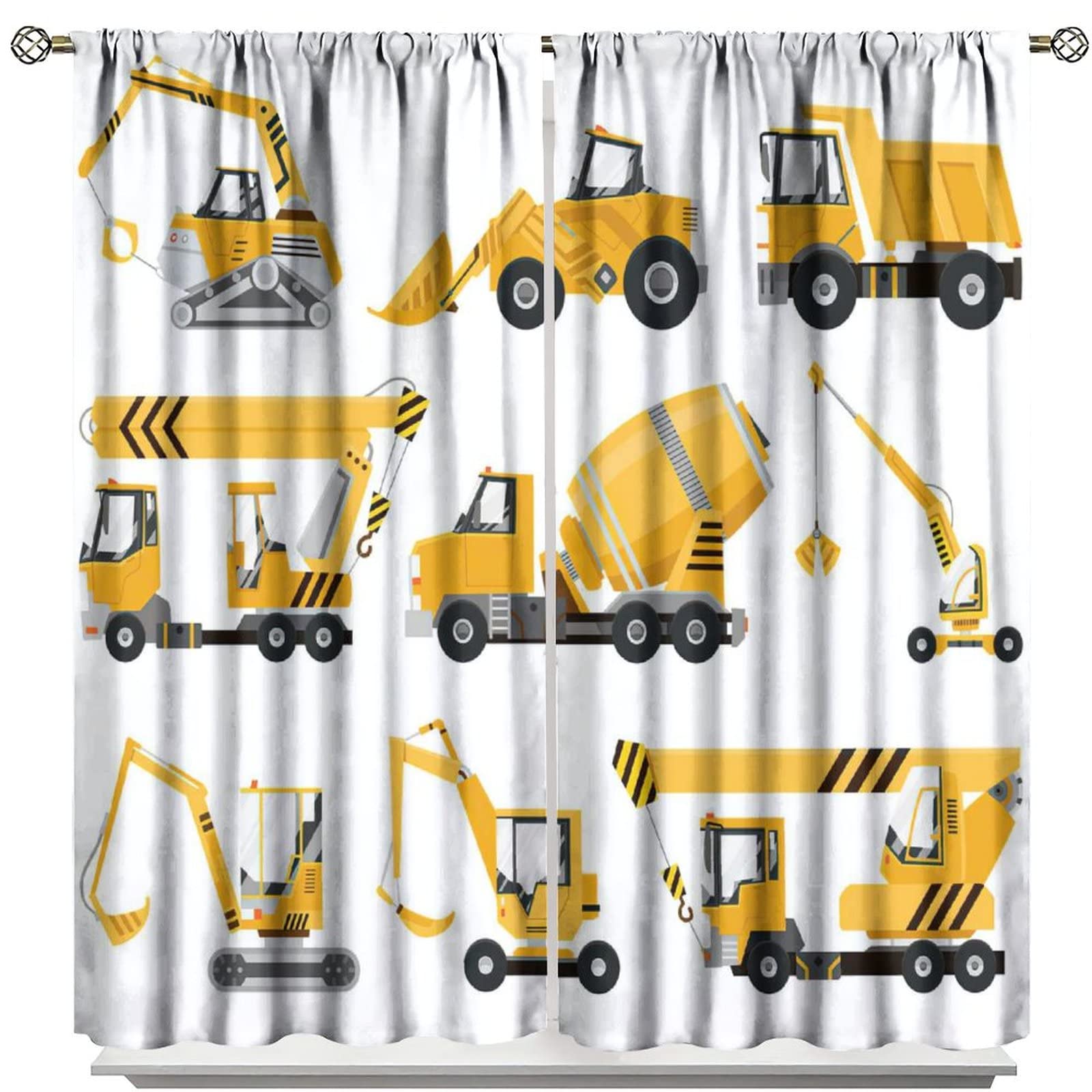 Heavy Duty Kids Blackout Curtains - Cute Construction Machinery Design, Energy Efficient & Noise Reducing for Bedroom & Living Room (42x63 Inches) - Perfect for Daytime Naps & Light Sleepers