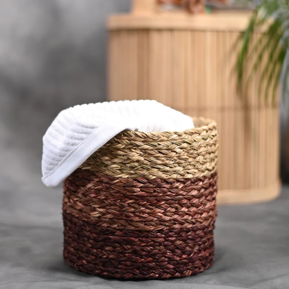 Large Sabaii Plant Holder Basket - Natural Brown Woven Rattan Planter for Indoor & Outdoor Decor | Perfect for Living Room, Patio, or Garden Plants