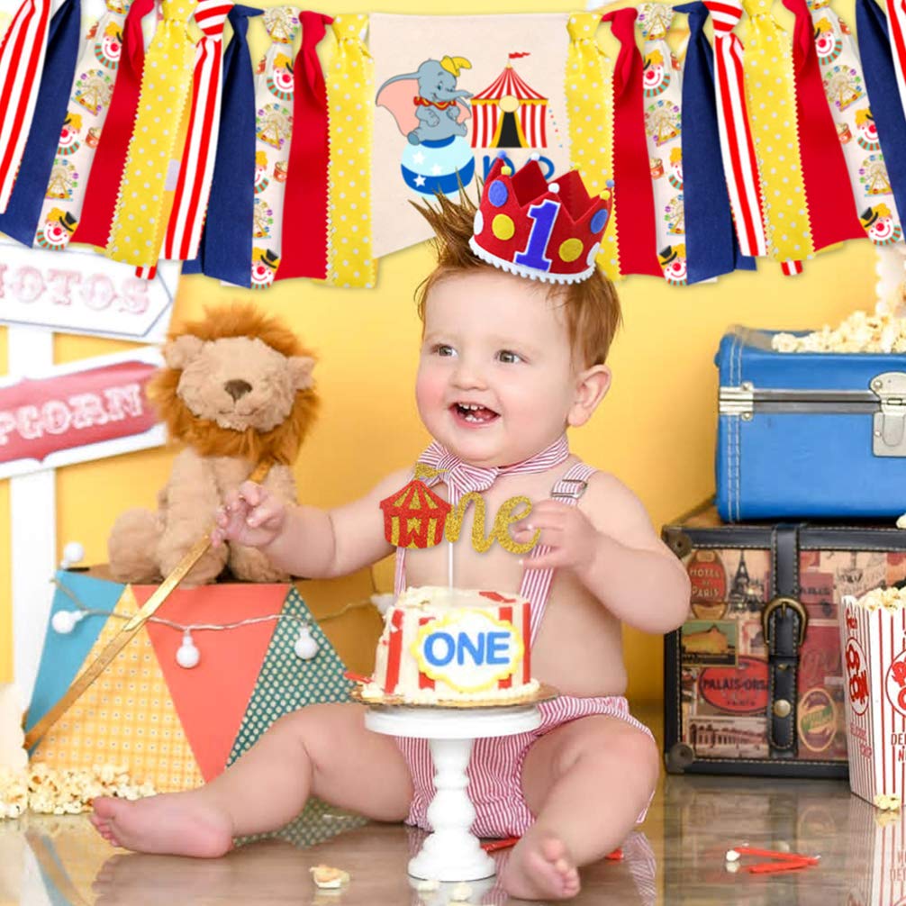 Amosfun 1st Birthday Headband for Baby Boys - Adjustable Birthday Crown & Circus Hat for First Birthday Party, Photo Shoots, and Special Celebrations