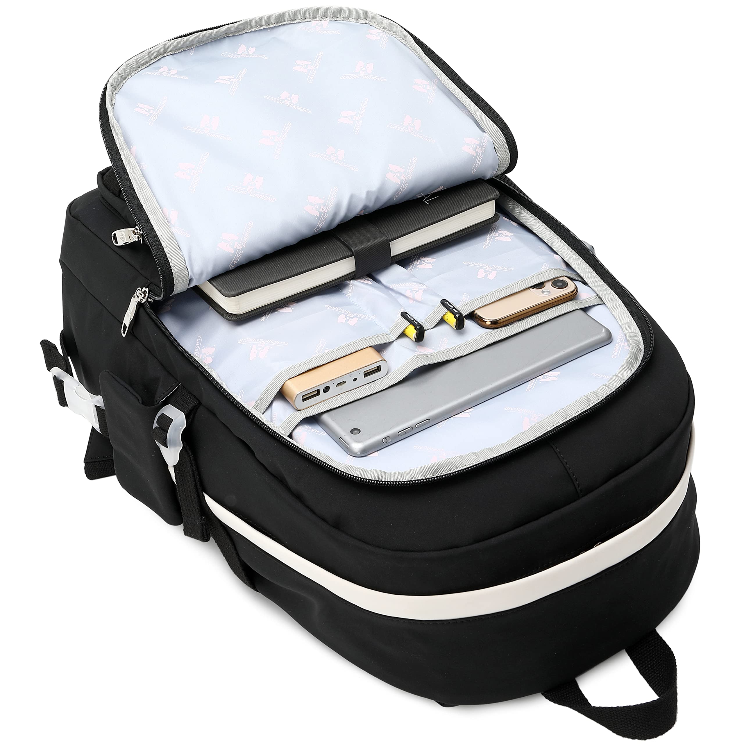 Cute Anime School Backpack for Girls - Kawaii Laptop Bookbag for Teens & College Students - Durable Black Backpack for School, Travel & Daily Use