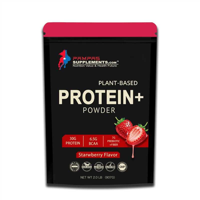 Best Vegan Protein Powder - Strawberry Flavor, 2 LB | 30g Plant-Based Protein, 7g Prebiotic Fiber | Lactose-Free, Non-GMO | Perfect for Post-Workout Shakes, Smoothies & Healthy Breakfast