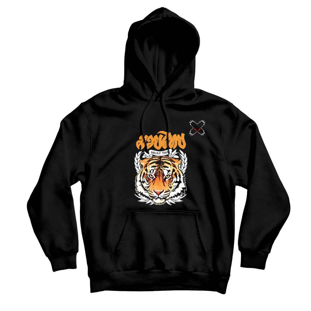 Muay Thai Hoodie with Tiger Design - Comfortable & Stylish Training Apparel for Fighters & Fans - Perfect for MMA, Boxing & Gym Workouts