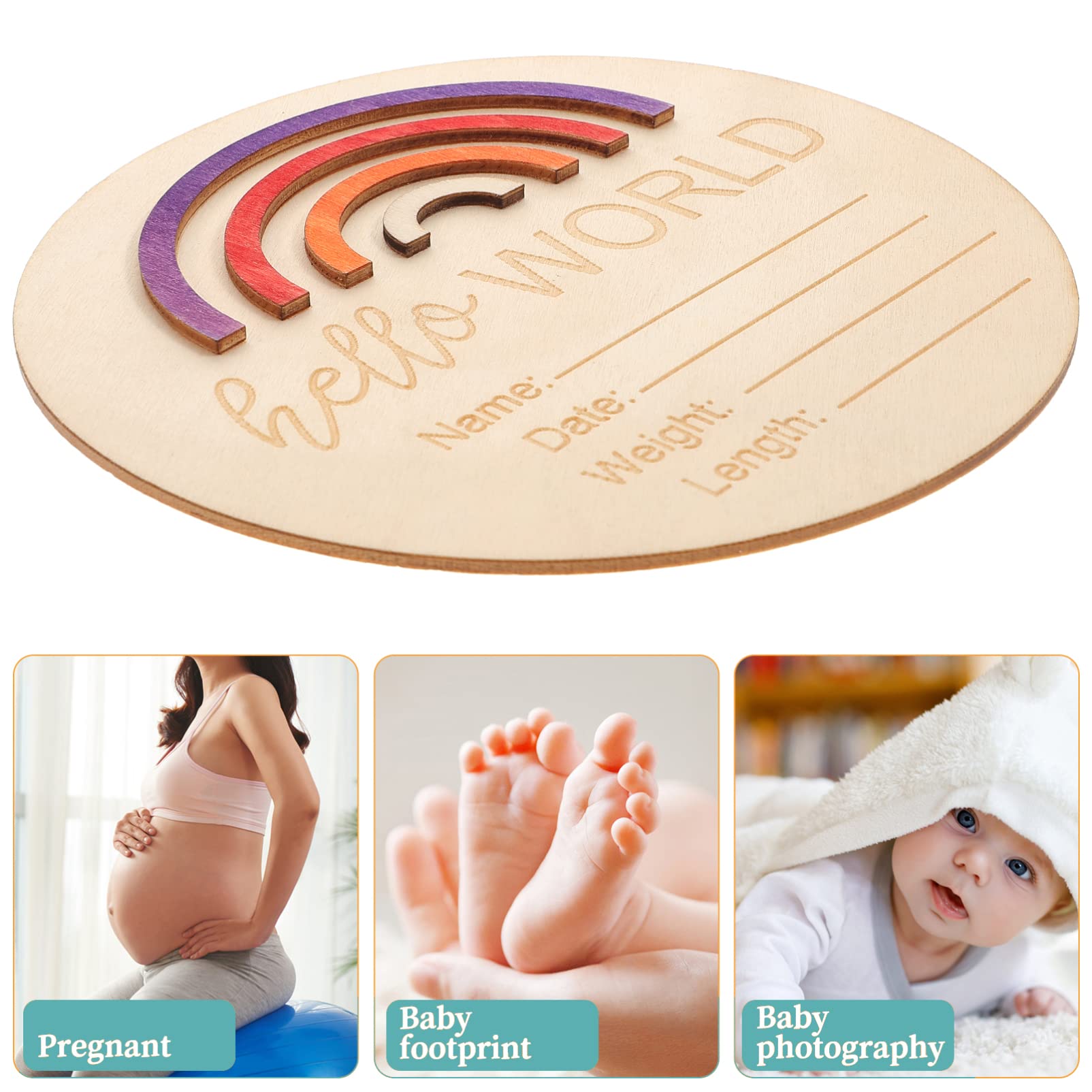 VICASKY Rainbow Milestone Cards & Pregnancy Announcement Sign - Wooden Baby Photo Props for Newborn, Gender Reveal & First Birthday - Perfect for Baby Showers, Nursery Decor & Monthly Milestone Photos
