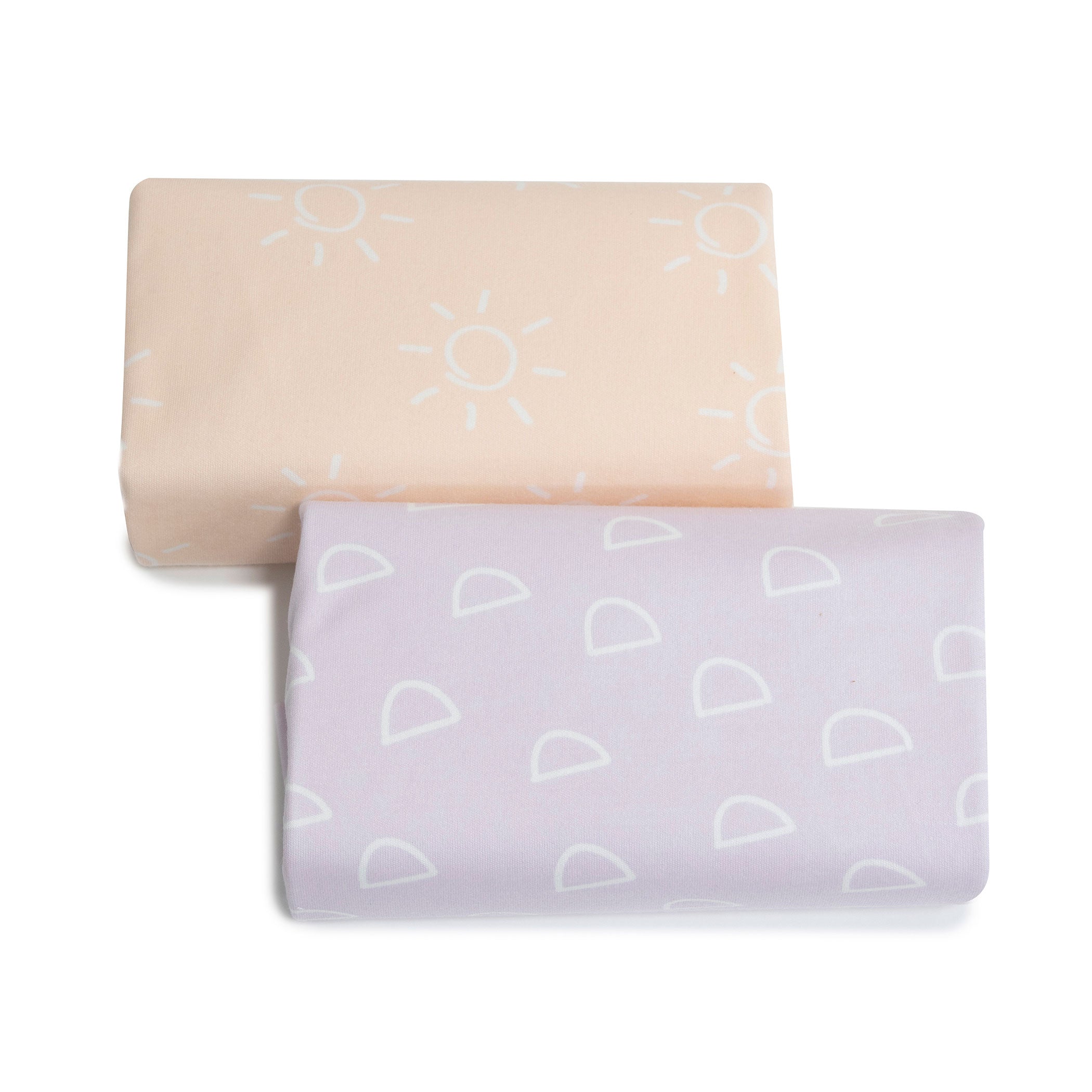 Nordic Style 2-Pack Waterproof Changing Pad Covers - Soft Peach & Lilac Colors for Baby Nursery, Daycare & Travel Use