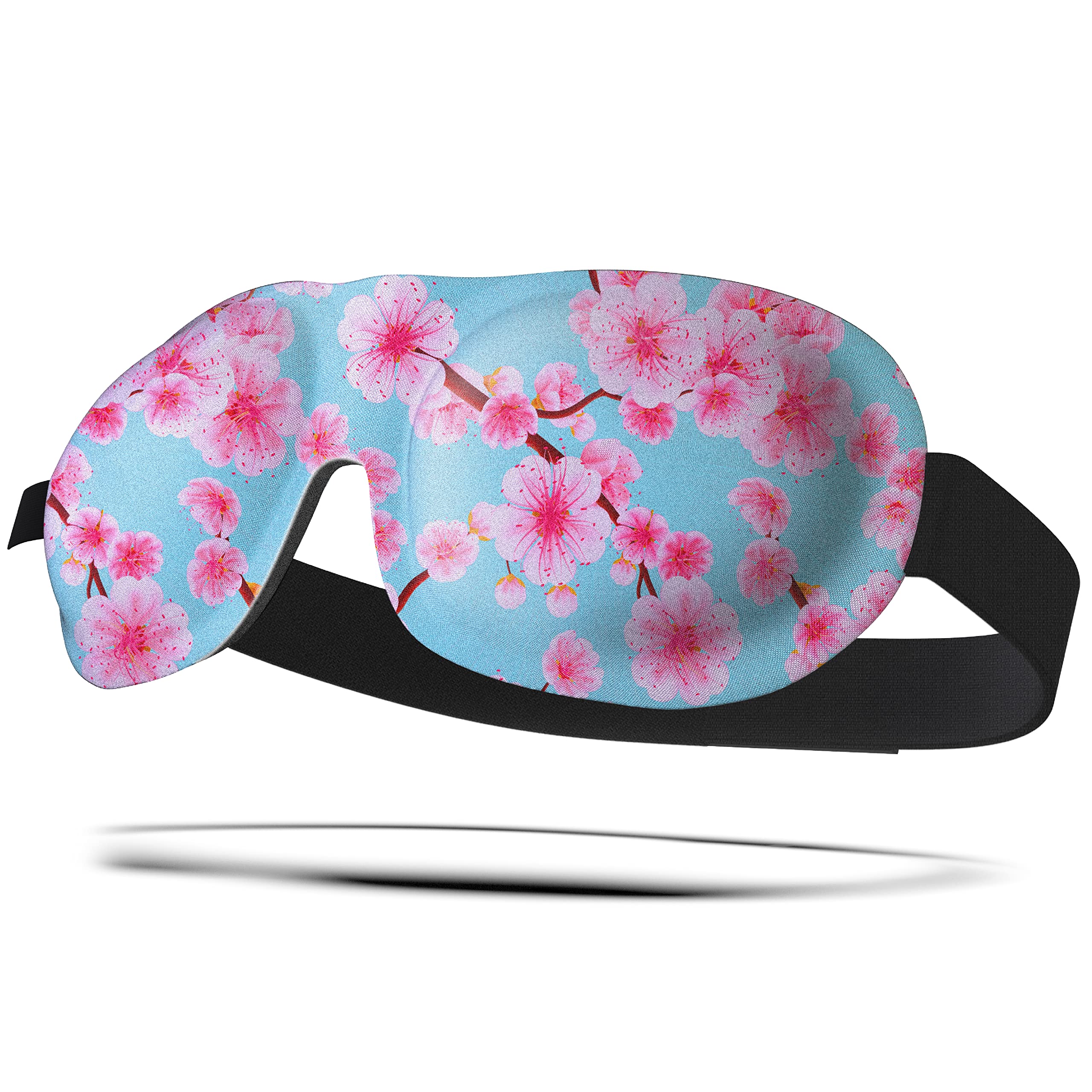 SMUG 100% Blackout Sleep Mask for Men & Women - Eyelash Friendly Contoured Eye Mask with Adjustable Straps | Travel & Deep Sleeping Blindfold | Cherry Blossom Design | Perfect for Flights, Naps & Light Sensitivity Relief