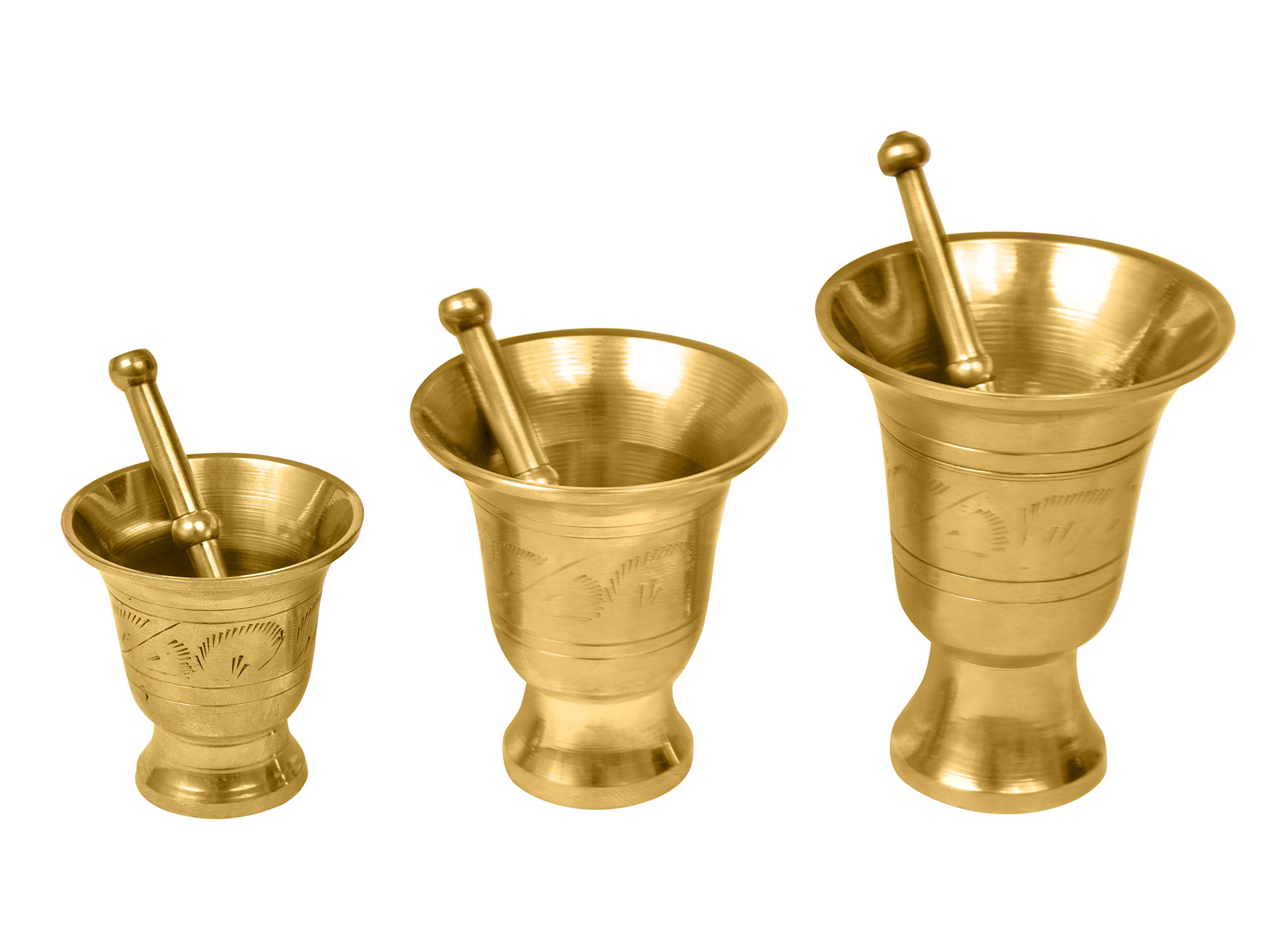 Vintage Brass Mortar and Pestle Set - Heavy Duty Solid Antique Apothecary Grinder for Spices, Herbs & Pharmacy Use - Perfect for Kitchen, Home Decor & Herbal Medicine Preparation