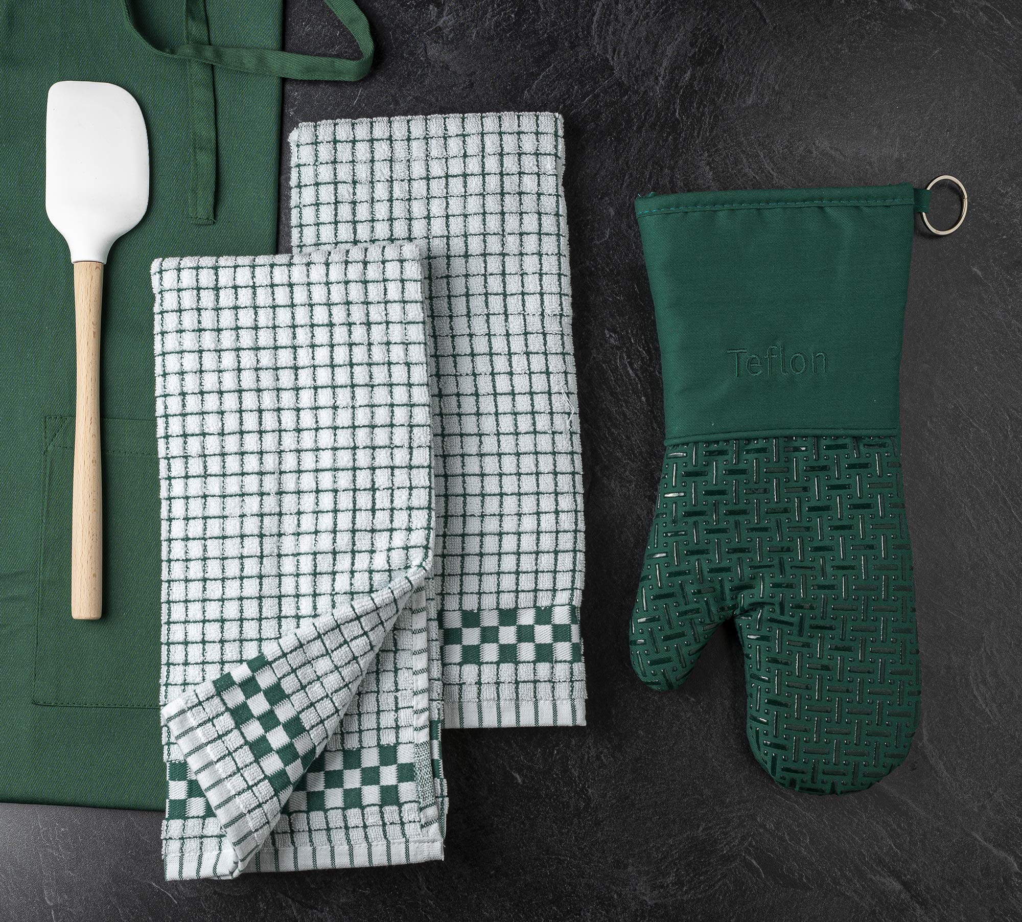 XLNT Premium 6-Pack Green Kitchen Towels - 100% Cotton Dish Towels & Ultra Absorbent Dishcloths | Durable, Quick-Drying Hand Towels & Tea Towels for Cooking, Cleaning, Dishwashing | Eco-Friendly Kitchen Essentials for Home & Restaurant Use