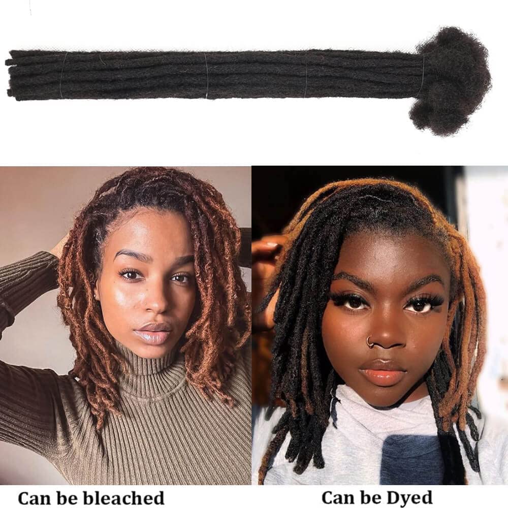 Premium Human Hair Dreadlock Extensions - 30 Strands Handmade Permanent Locs for Women & Men (8 Inch Length, 0.24 Inch Width) with Needle & Link Rings - Perfect for Protective Styles, Boho Looks & Natural Hairstyles